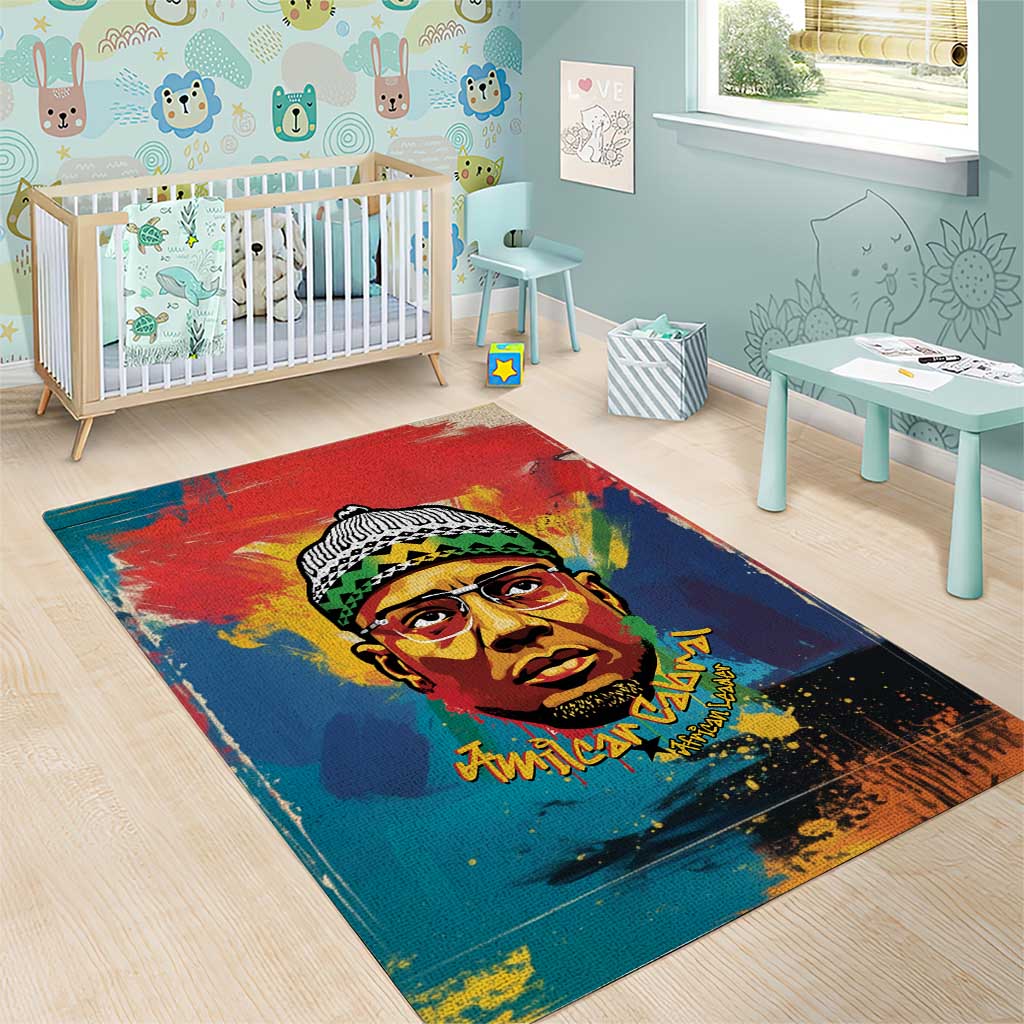 Amilcar Cabral Area Rug Armed Activist Quote Raised Fist African Liberation Tribute - Colorful Paint Stroke - African Pride