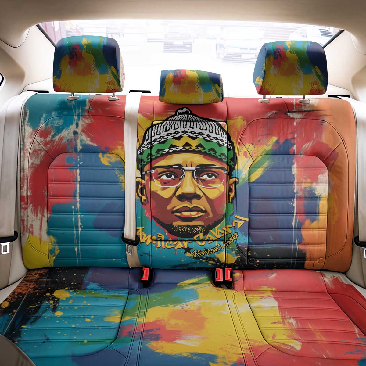 Amilcar Cabral Back Car Seat Cover Armed Activist Quote Raised Fist African Liberation Tribute - Colorful Paint Stroke - African Pride