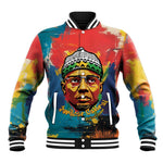 Amilcar Cabral Baseball Jacket Armed Activist Quote Raised Fist African Liberation Tribute - Colorful Paint Stroke - African Pride