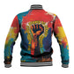 Amilcar Cabral Baseball Jacket Armed Activist Quote Raised Fist African Liberation Tribute - Colorful Paint Stroke - African Pride