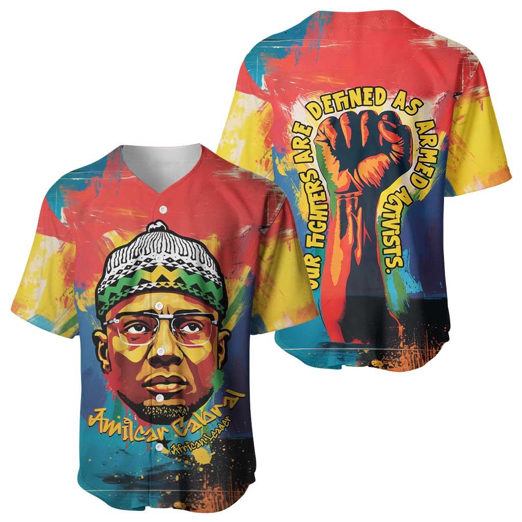 Amilcar Cabral Baseball Jersey Armed Activist Quote Raised Fist African Liberation Tribute - Colorful Paint Stroke - African Pride