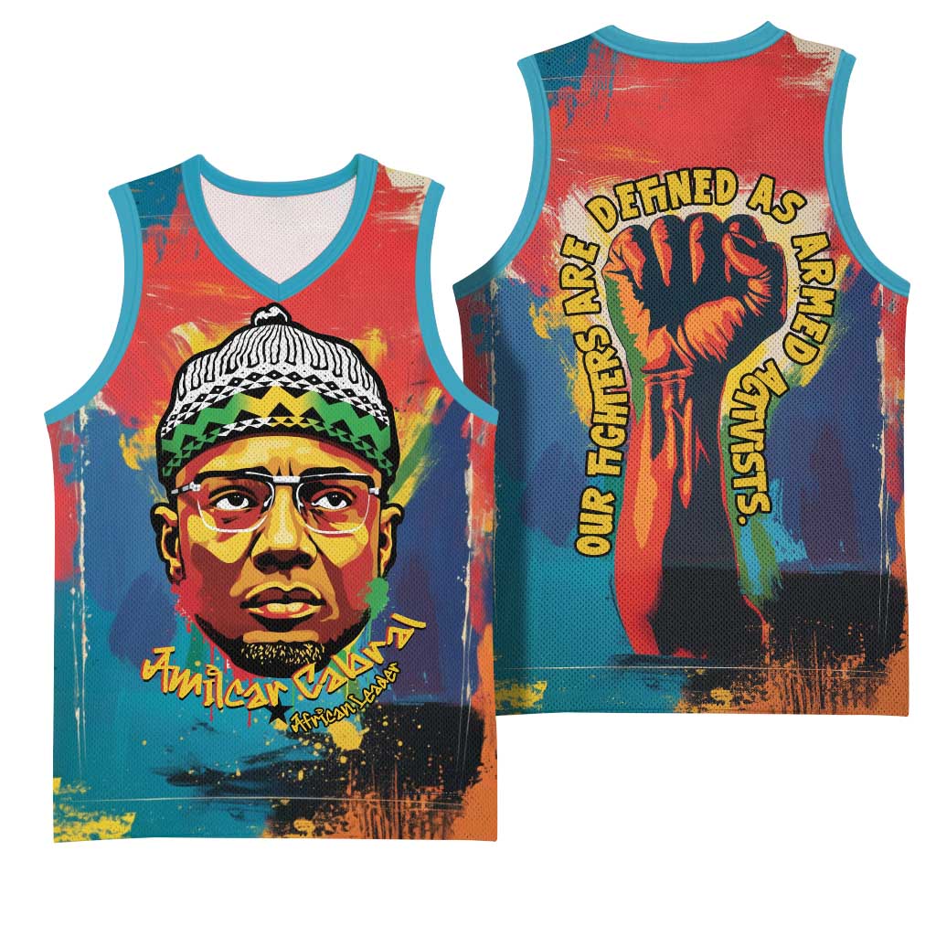 Amilcar Cabral Basketball Jersey Armed Activist Quote Raised Fist African Liberation Tribute - Colorful Paint Stroke - African Pride
