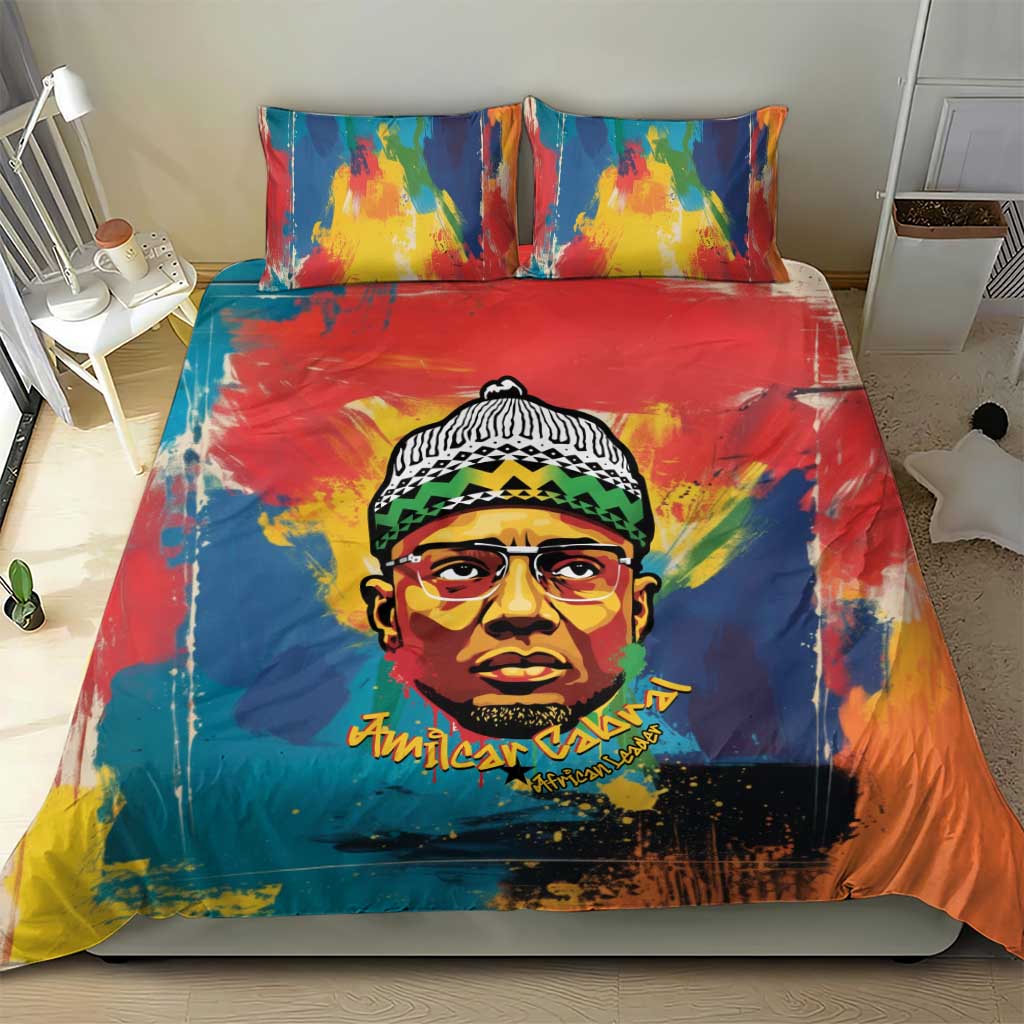 Amilcar Cabral Bedding Set Armed Activist Quote Raised Fist African Liberation Tribute - Colorful Paint Stroke - African Pride