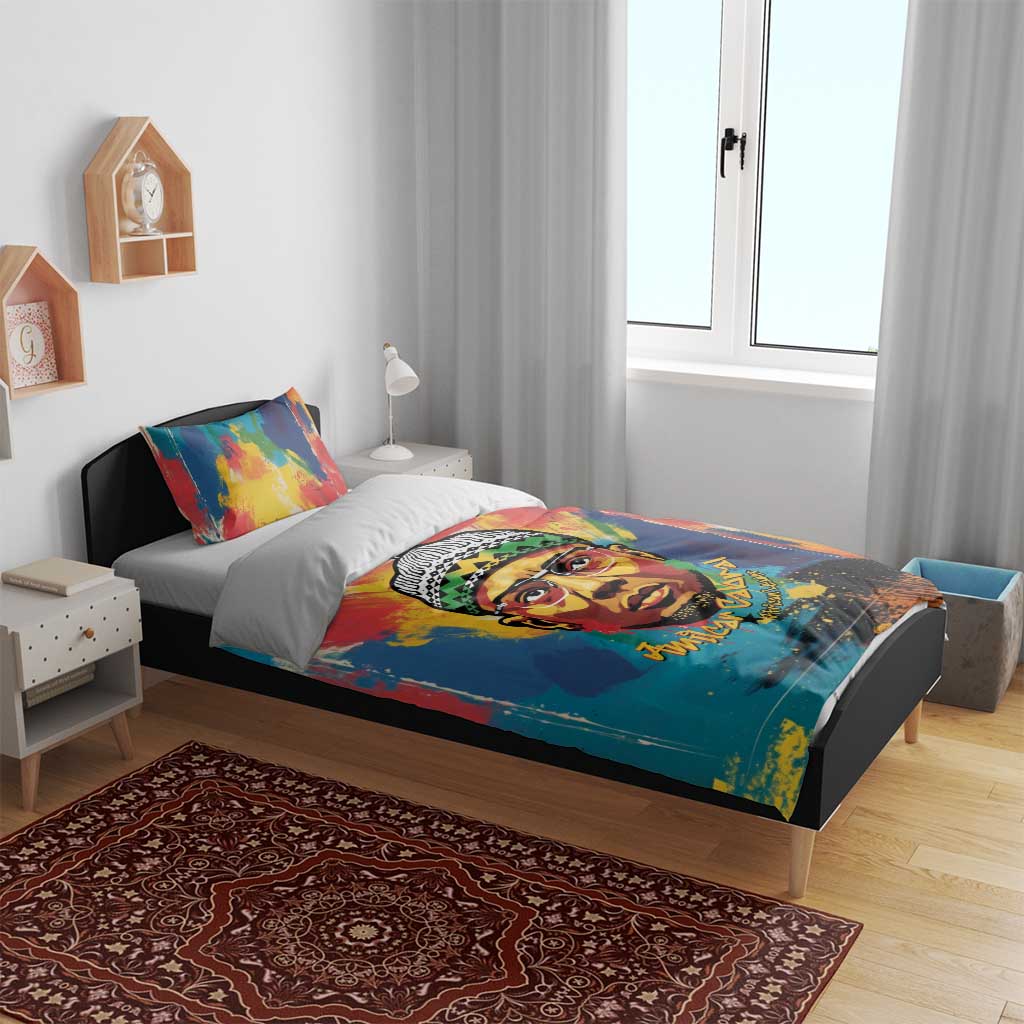 Amilcar Cabral Bedding Set Armed Activist Quote Raised Fist African Liberation Tribute - Colorful Paint Stroke - African Pride