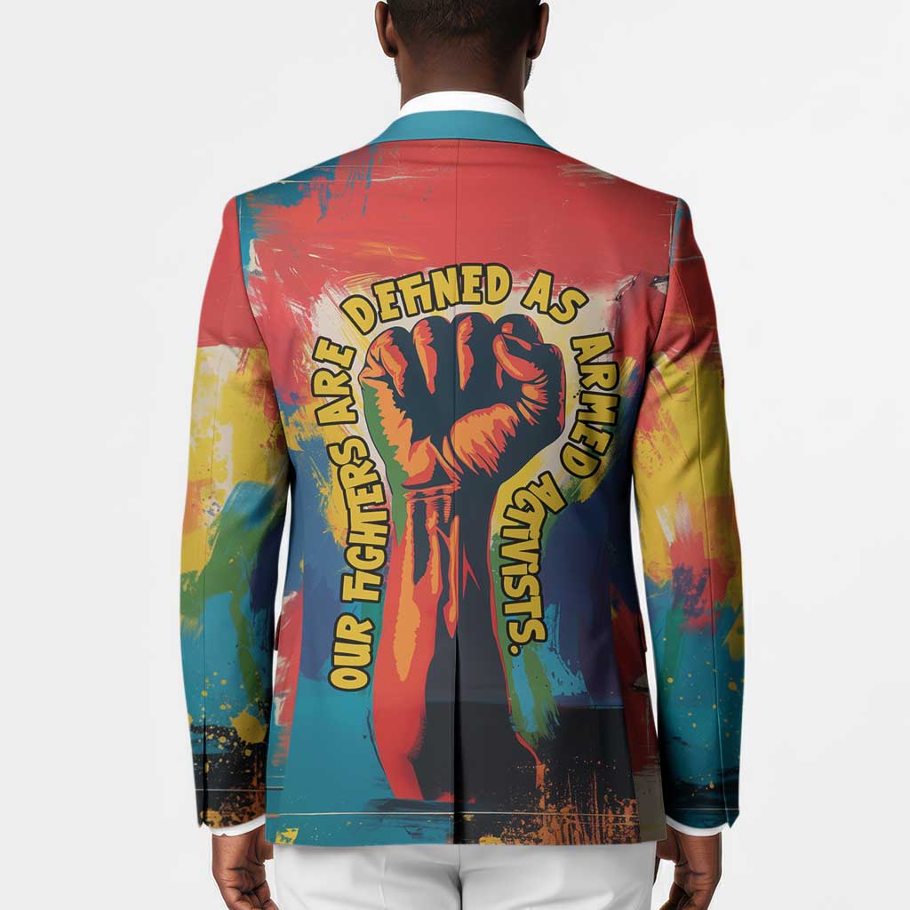 Amilcar Cabral Blazer Armed Activist Quote Raised Fist African Liberation Tribute - Colorful Paint Stroke - African Pride