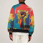 Amilcar Cabral Bomber Jacket Armed Activist Quote Raised Fist African Liberation Tribute - Colorful Paint Stroke - African Pride