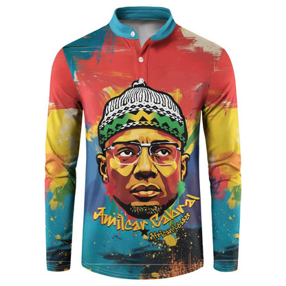 Amilcar Cabral Button Sweatshirt Armed Activist Quote Raised Fist African Liberation Tribute - Colorful Paint Stroke