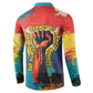 Amilcar Cabral Button Sweatshirt Armed Activist Quote Raised Fist African Liberation Tribute - Colorful Paint Stroke