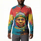 Amilcar Cabral Button Sweatshirt Armed Activist Quote Raised Fist African Liberation Tribute - Colorful Paint Stroke