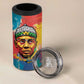 Amilcar Cabral 4 in 1 Can Cooler Tumbler Armed Activist Quote Raised Fist African Liberation Tribute - Colorful Paint Stroke - African Pride