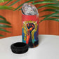 Amilcar Cabral 4 in 1 Can Cooler Tumbler Armed Activist Quote Raised Fist African Liberation Tribute - Colorful Paint Stroke - African Pride