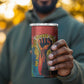 Amilcar Cabral 4 in 1 Can Cooler Tumbler Armed Activist Quote Raised Fist African Liberation Tribute - Colorful Paint Stroke - African Pride
