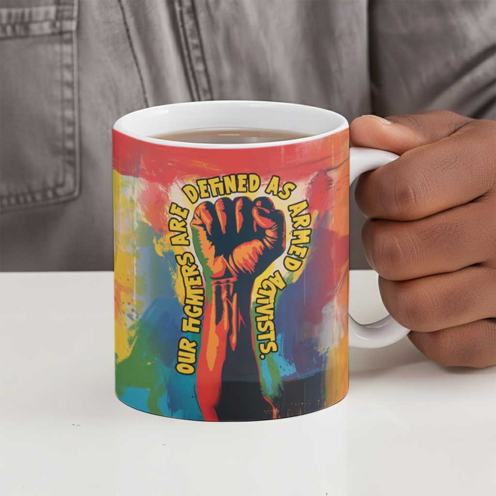 Amilcar Cabral Ceramic Mug Armed Activist Quote Raised Fist African Liberation Tribute - Colorful Paint Stroke - African Pride