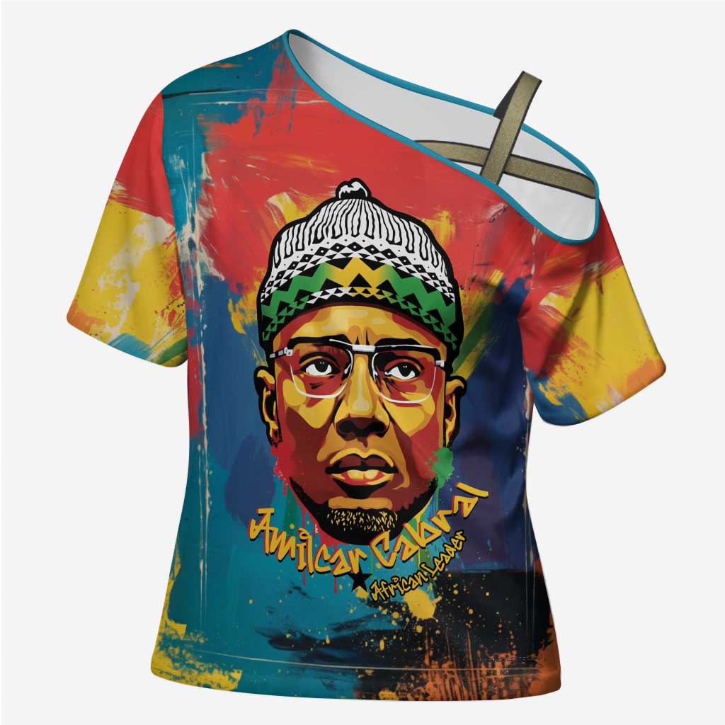 Amilcar Cabral Cross Shoulder Shirt Armed Activist Quote Raised Fist African Liberation Tribute - Colorful Paint Stroke - African Pride