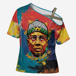 Amilcar Cabral Cross Shoulder Shirt Armed Activist Quote Raised Fist African Liberation Tribute - Colorful Paint Stroke - African Pride