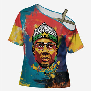 Amilcar Cabral Cross Shoulder Shirt Armed Activist Quote Raised Fist African Liberation Tribute - Colorful Paint Stroke - African Pride