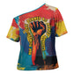 Amilcar Cabral Cross Shoulder Shirt Armed Activist Quote Raised Fist African Liberation Tribute - Colorful Paint Stroke - African Pride