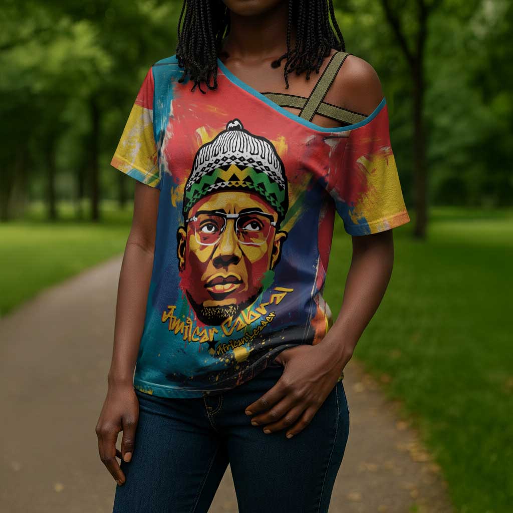 Amilcar Cabral Cross Shoulder Shirt Armed Activist Quote Raised Fist African Liberation Tribute - Colorful Paint Stroke - African Pride