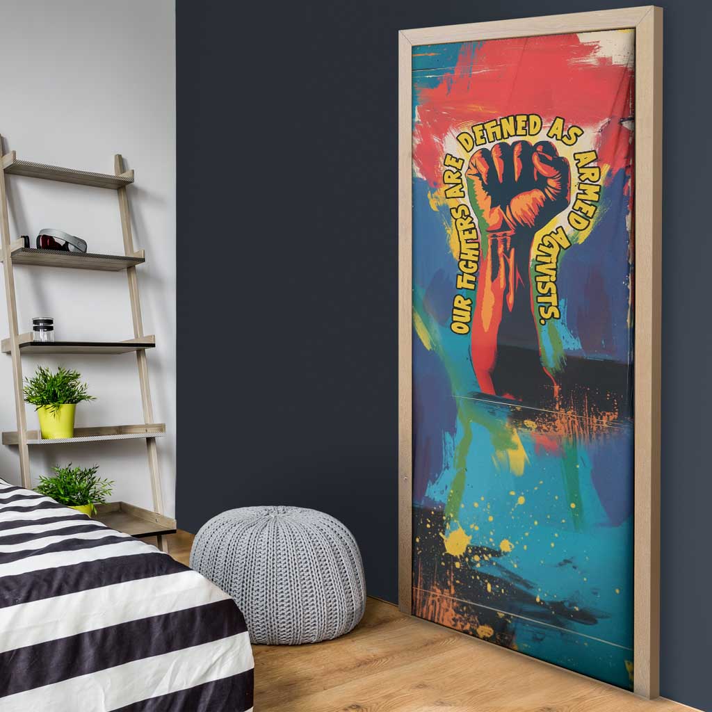 Amilcar Cabral Door Cover Armed Activist Quote Raised Fist African Liberation Tribute - Colorful Paint Stroke - African Pride