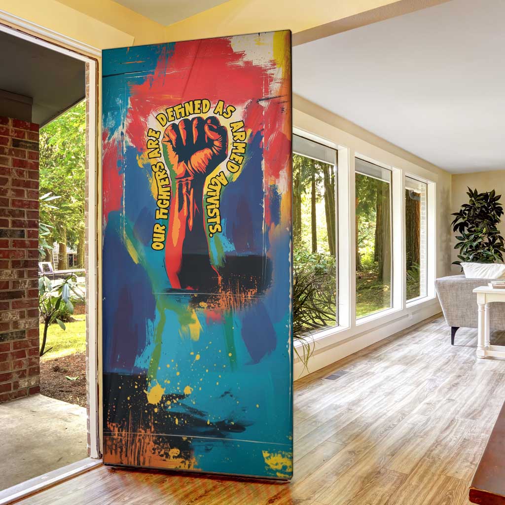 Amilcar Cabral Door Cover Armed Activist Quote Raised Fist African Liberation Tribute - Colorful Paint Stroke - African Pride