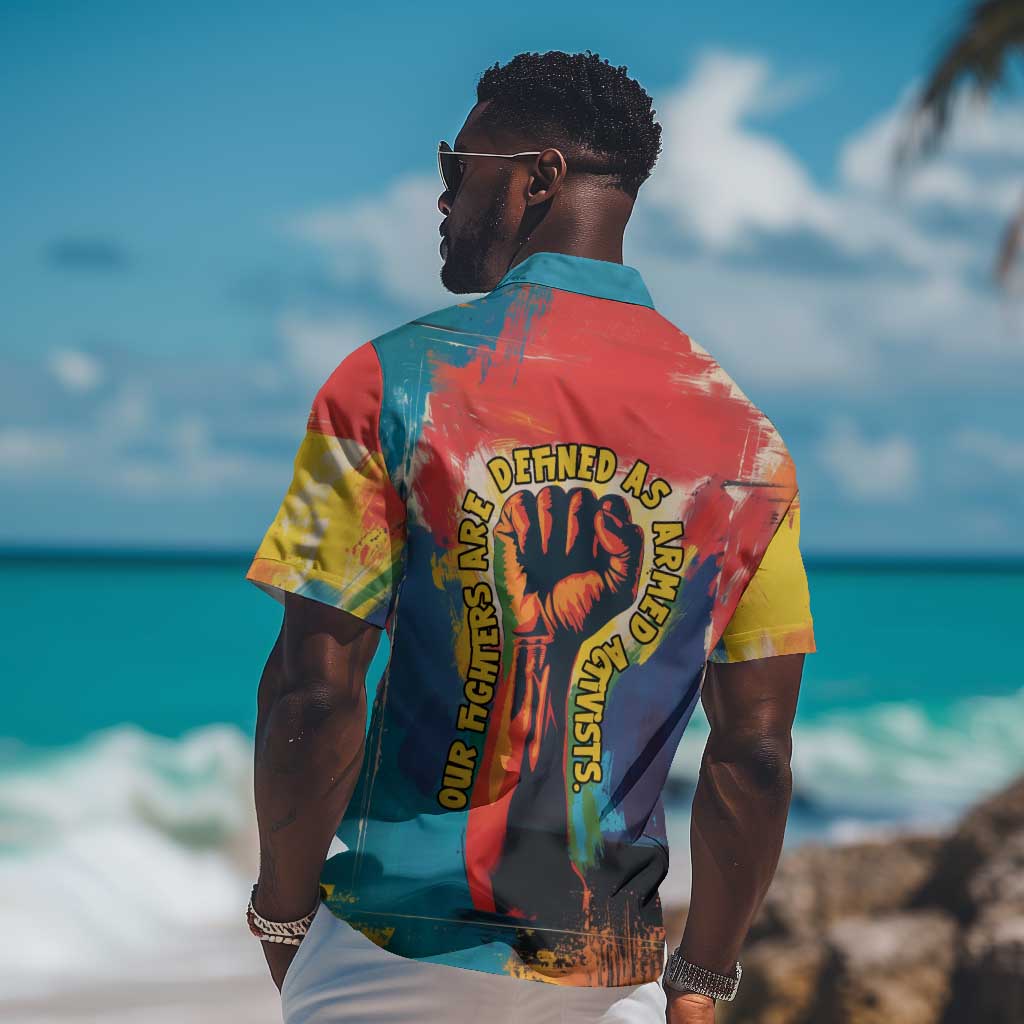 Amilcar Cabral Hawaiian Shirt Armed Activist Quote Raised Fist African Liberation Tribute - Colorful Paint Stroke - African Pride