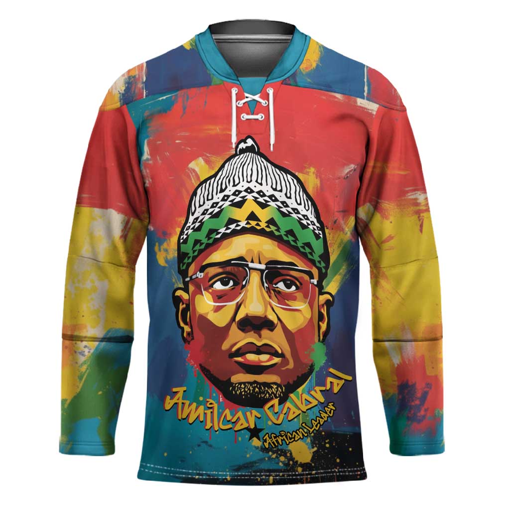Amilcar Cabral Hockey Jersey Armed Activist Quote Raised Fist African Liberation Tribute - Colorful Paint Stroke - African Pride