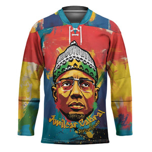 Amilcar Cabral Hockey Jersey Armed Activist Quote Raised Fist African Liberation Tribute - Colorful Paint Stroke - African Pride