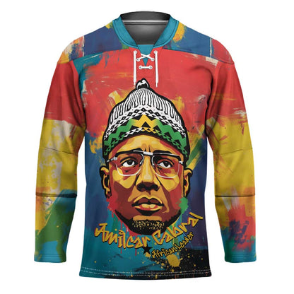 Amilcar Cabral Hockey Jersey Armed Activist Quote Raised Fist African Liberation Tribute - Colorful Paint Stroke - African Pride