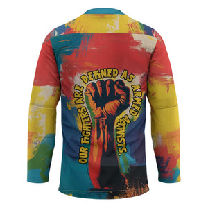 Amilcar Cabral Hockey Jersey Armed Activist Quote Raised Fist African Liberation Tribute - Colorful Paint Stroke - African Pride