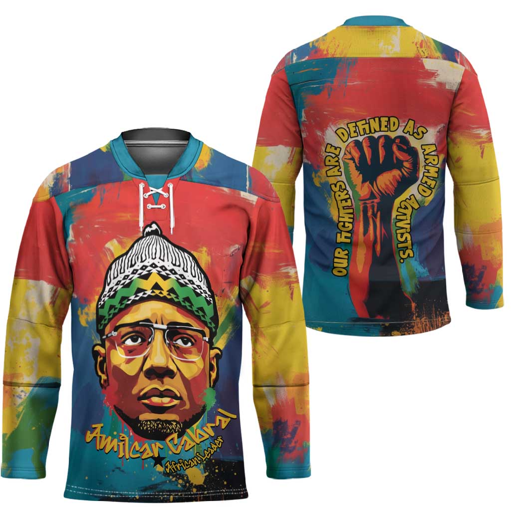 Amilcar Cabral Hockey Jersey Armed Activist Quote Raised Fist African Liberation Tribute - Colorful Paint Stroke - African Pride