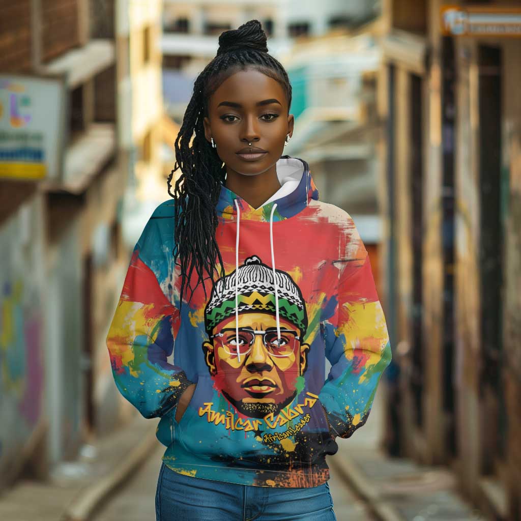 Amilcar Cabral Hoodie Armed Activist Quote Raised Fist African Liberation Tribute - Colorful Paint Stroke - African Pride