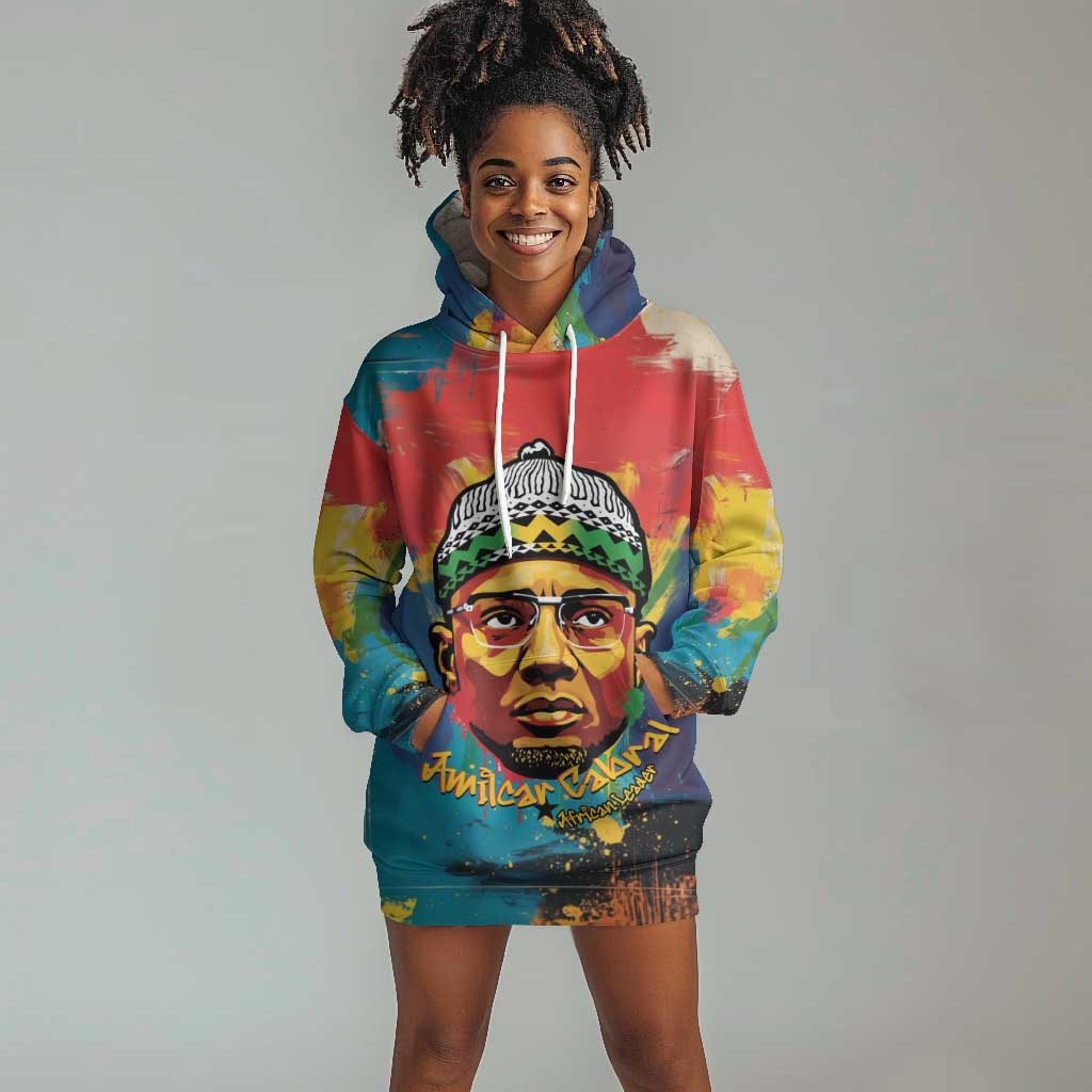 Amilcar Cabral Hoodie Dress Armed Activist Quote Raised Fist African Liberation Tribute - Colorful Paint Stroke - African Pride