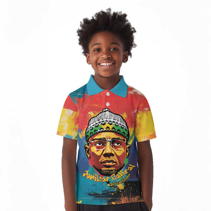 Amilcar Cabral Kid Polo Shirt Armed Activist Quote Raised Fist African Liberation Tribute - Colorful Paint Stroke - African Pride