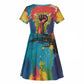 Amilcar Cabral Kid Short Sleeve Dress Armed Activist Quote Raised Fist African Liberation Tribute - Colorful Paint Stroke - African Pride