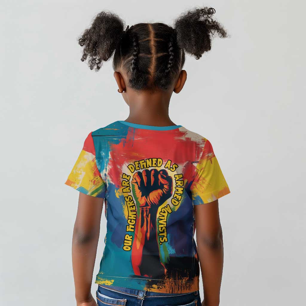Amilcar Cabral Kid T shirt Armed Activist Quote Raised Fist African Liberation Tribute - Colorful Paint Stroke - African Pride