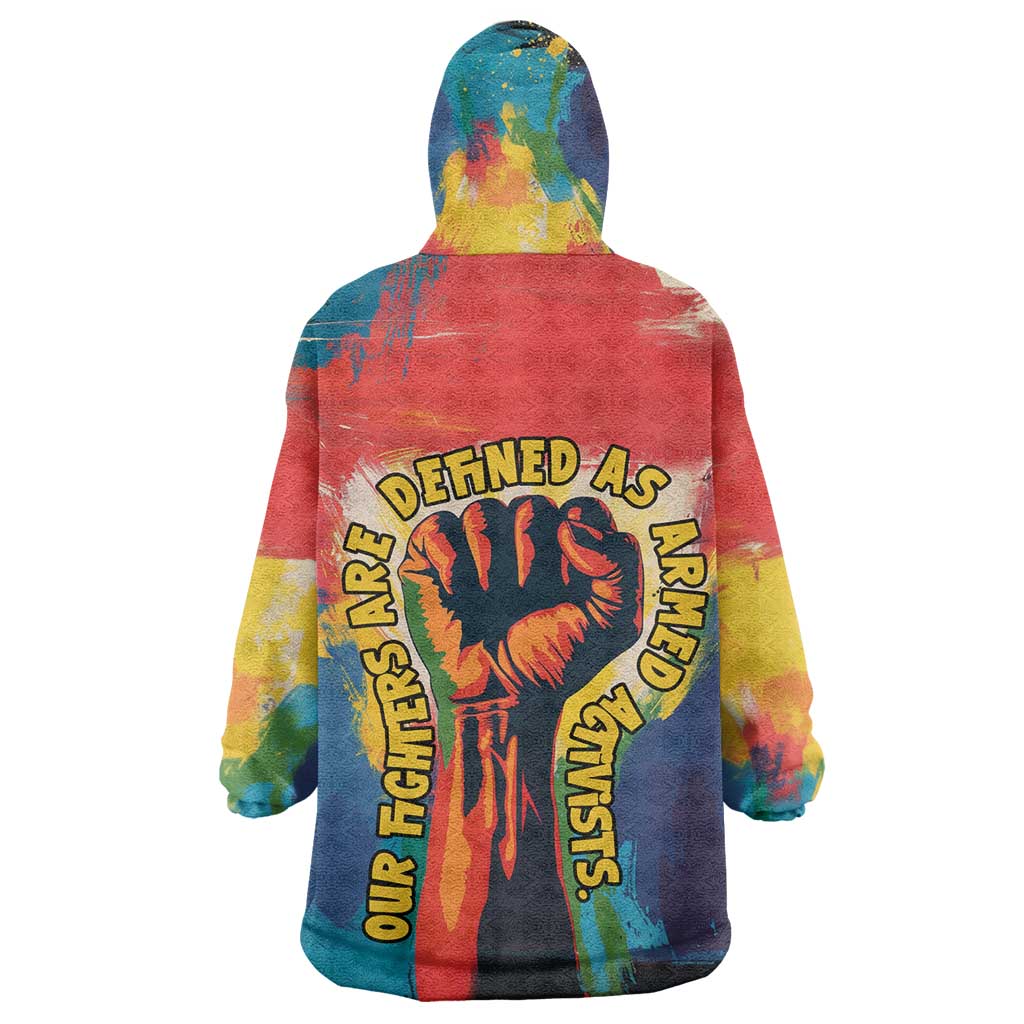 Amilcar Cabral Kid Wearable Blanket Hoodie Armed Activist Quote Raised Fist African Liberation Tribute - Colorful Paint Stroke - African Pride