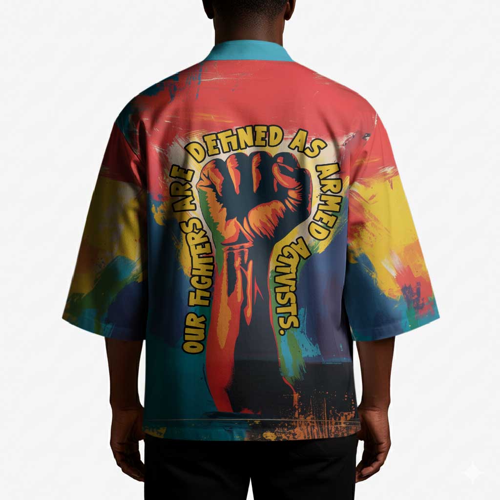 Amilcar Cabral Kimono Armed Activist Quote Raised Fist African Liberation Tribute - Colorful Paint Stroke - African Pride