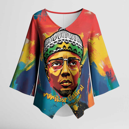 Amilcar Cabral Kimono Sleeve Blouse Armed Activist Quote Raised Fist African Liberation Tribute - Colorful Paint Stroke - African Pride