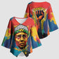 Amilcar Cabral Kimono Sleeve Blouse Armed Activist Quote Raised Fist African Liberation Tribute - Colorful Paint Stroke - African Pride