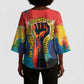 Amilcar Cabral Kimono Sleeve Blouse Armed Activist Quote Raised Fist African Liberation Tribute - Colorful Paint Stroke - African Pride