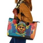Amilcar Cabral Leather Tote Bag Armed Activist Quote Raised Fist African Liberation Tribute - Colorful Paint Stroke - African Pride