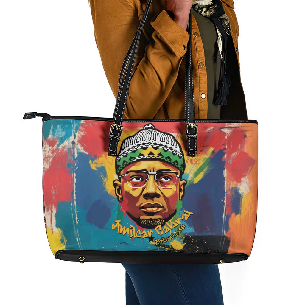 Amilcar Cabral Leather Tote Bag Armed Activist Quote Raised Fist African Liberation Tribute - Colorful Paint Stroke - African Pride