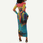 Amilcar Cabral Long Sleeve Bodycon Dress Armed Activist Quote Raised Fist African Liberation Tribute - Colorful Paint Stroke - African Pride