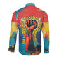 Amilcar Cabral Long Sleeve Button Shirt Armed Activist Quote Raised Fist African Liberation Tribute - Colorful Paint Stroke - African Pride