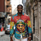 Amilcar Cabral Long Sleeve Button Shirt Armed Activist Quote Raised Fist African Liberation Tribute - Colorful Paint Stroke - African Pride