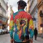 Amilcar Cabral Long Sleeve Button Shirt Armed Activist Quote Raised Fist African Liberation Tribute - Colorful Paint Stroke - African Pride