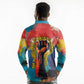 Amilcar Cabral Long Sleeve Polo Shirt Armed Activist Quote Raised Fist African Liberation Tribute - Colorful Paint Stroke - African Pride