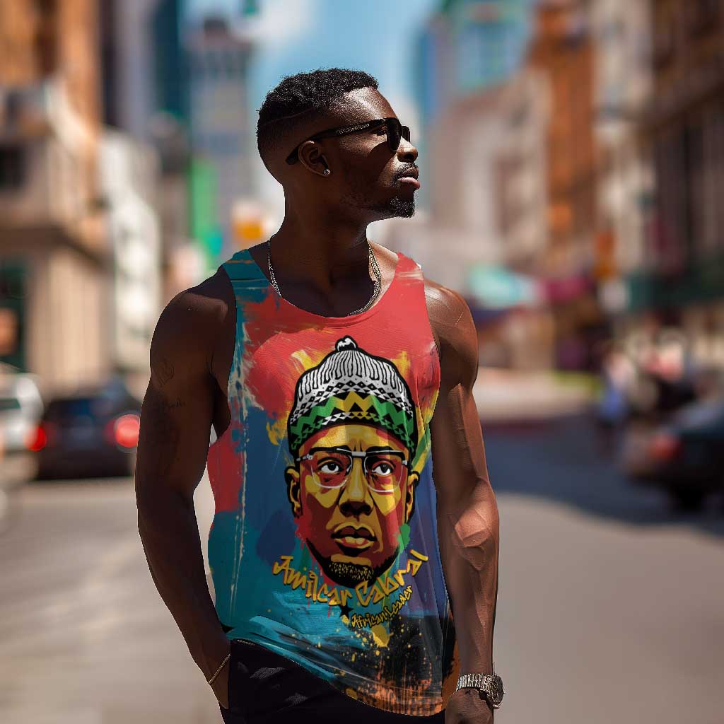 Amilcar Cabral Men Tank Top Armed Activist Quote Raised Fist African Liberation Tribute - Colorful Paint Stroke - African Pride