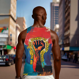 Amilcar Cabral Men Tank Top Armed Activist Quote Raised Fist African Liberation Tribute - Colorful Paint Stroke - African Pride
