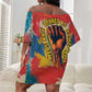 Amilcar Cabral Off Shoulder Short Dress Armed Activist Quote Raised Fist African Liberation Tribute - Colorful Paint Stroke - African Pride
